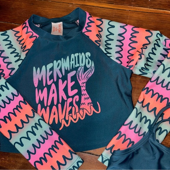 Cat & Jack Blue and Pink Rashguard Swim Set - Picture 4 of 5